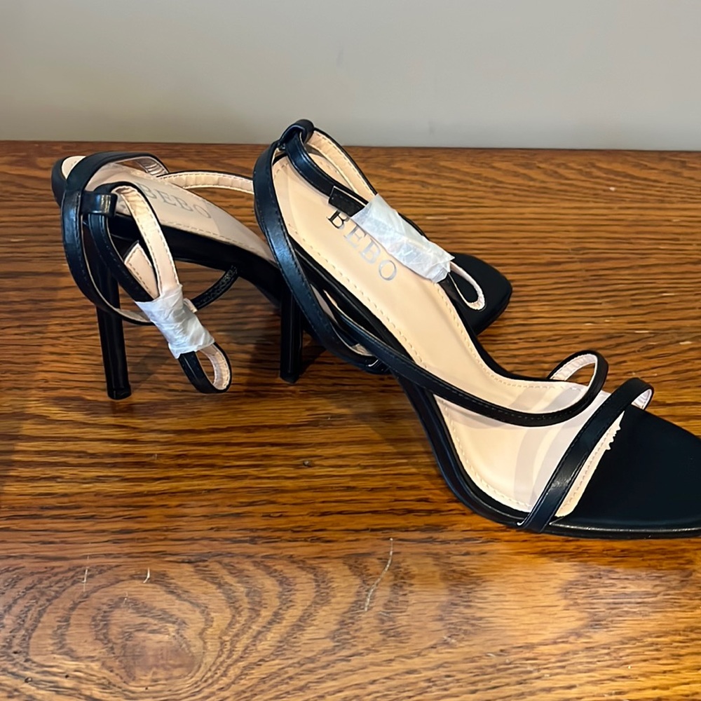 Bebo woman’s black strappy heel.